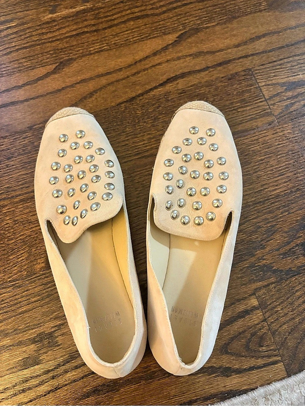 Stuart Weitzman Avery Studded Espadrille Loafers Beige US 8